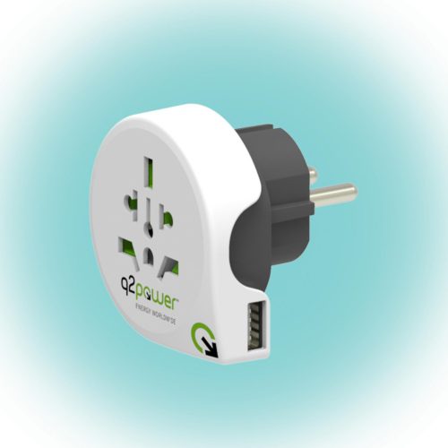 Q2 power Utazóadapter World To Europe USB" Q2"