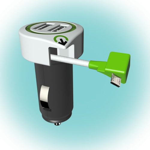 Q2 power Autós USB Töltő Triple USB Car Charger Micro USB Connector" Q2"