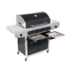 Barbecook BC-GAS-2031 Siesta 612 Black Edition gázgrill, tárolóval, oldalégővel, nyárs égőfejjel, 143x56x120cm