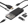 Home USBHUB6 dokkoló állomás, 4K HDMI, egér, billentyűzet, TF/microSD, SD, USB tároló, merevlemez, ~100 W PD, plug & play, LED visszajelzés